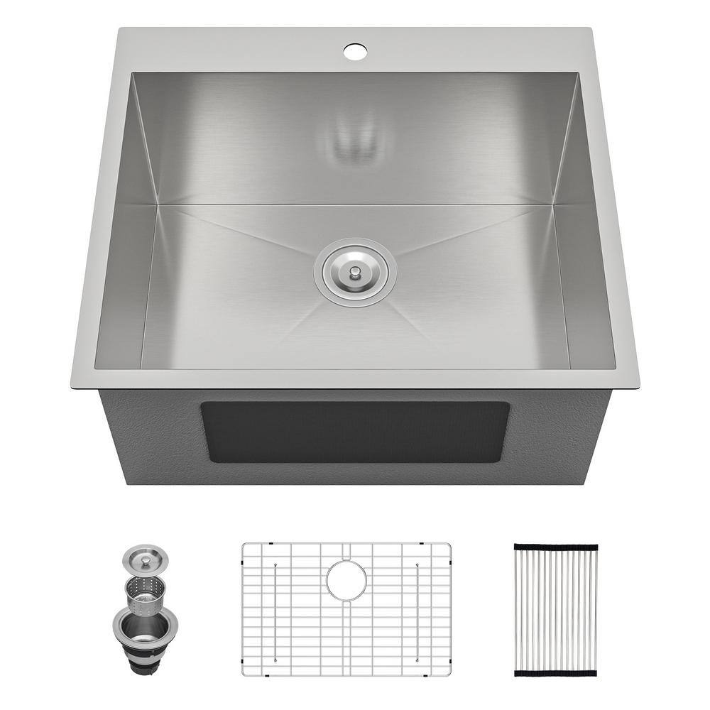 LORDEAR 25 in. D x 22 in. W x 12 in. H Drop-In Laundry/Utility Sink ...