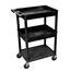 Luxor STC 24 in. 3-Shelf 0-Drawer Utility Cart in Black STC222-B