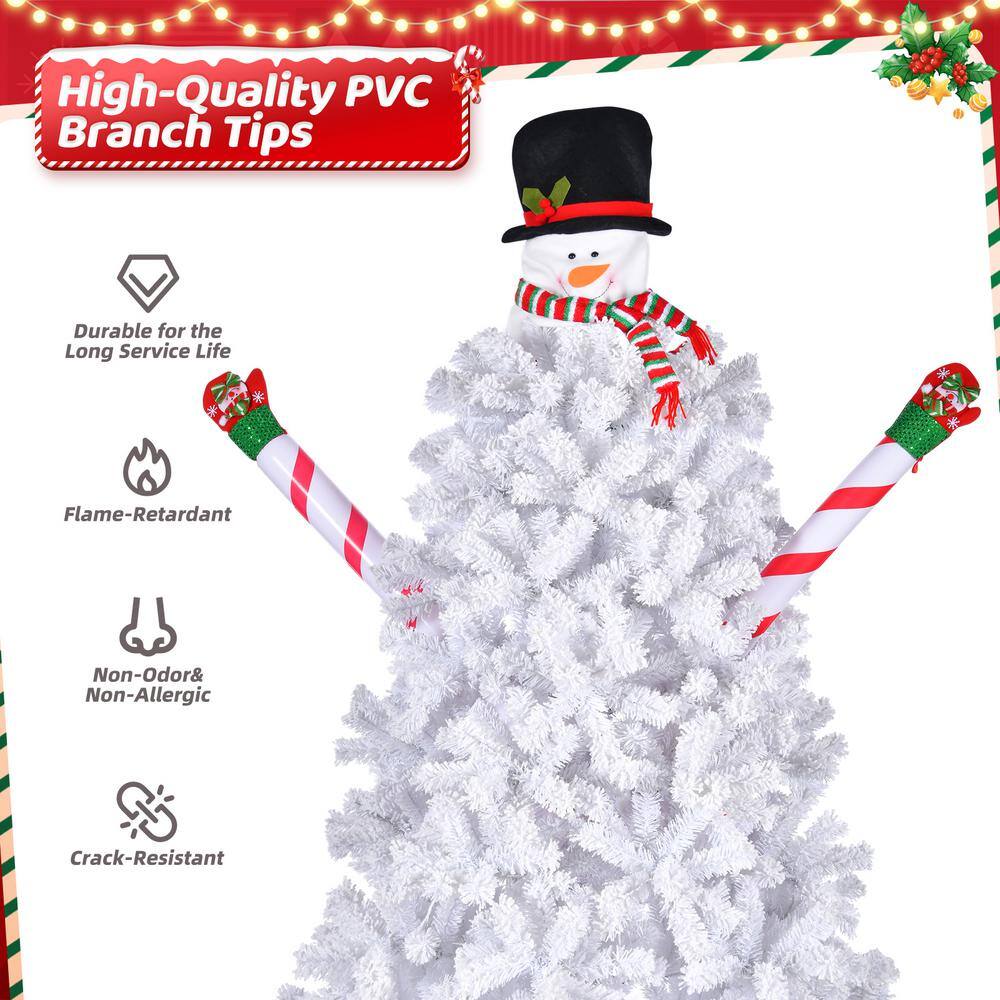 6.5ft White Snowman Pre-Lit Christmas Tree with LED Lights
