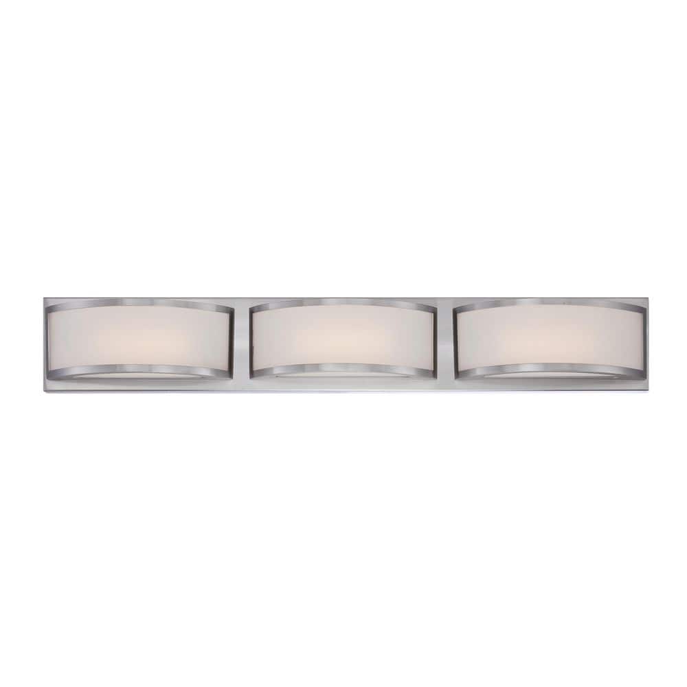 Mercer Contemporary Nickel LED Vanity Sconce, 28" Wide