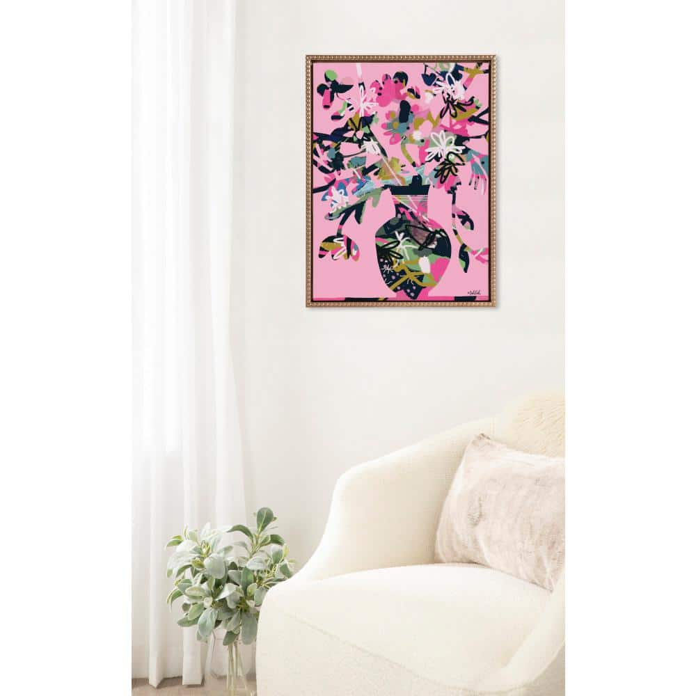 Gold Framed Colorful Floral Vase Canvas Print, 18 x 24