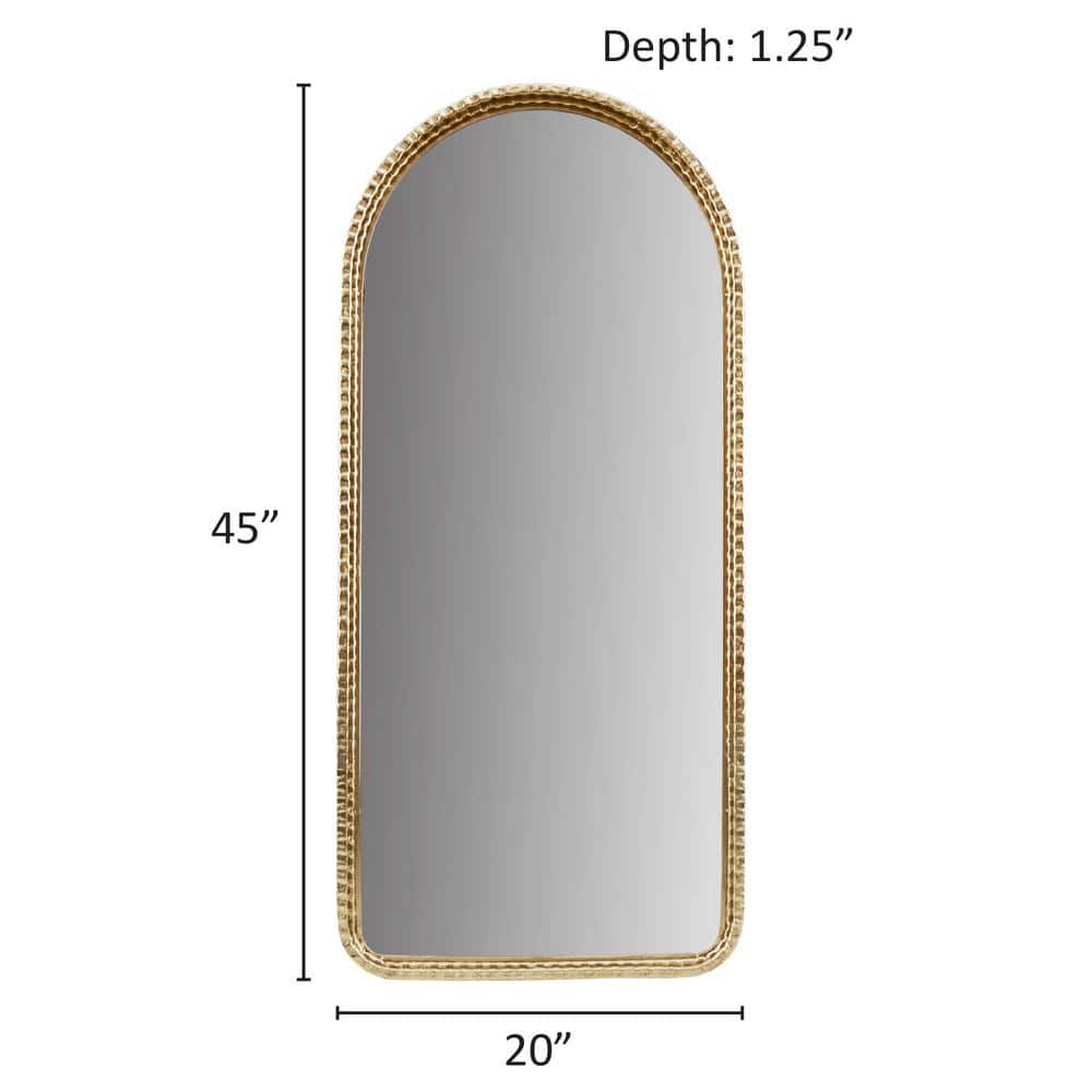 Gold Arched Rectangular Wall Mirror with Intricate Frame