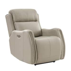 Roberto DOVE 33.07 in. W Nailhead Trims Genuine Leather Power Recliner with USB Charging