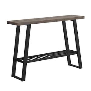 Jasmine 48 in. Dark Taupe/Black Standard Rectangle Wood Console Table with Shelves