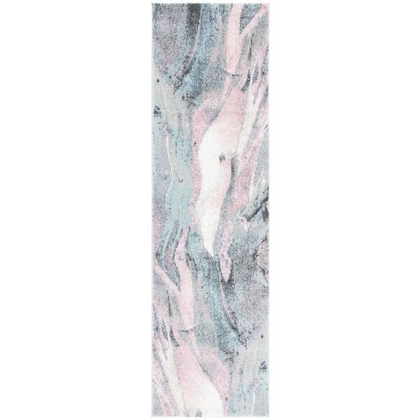 Glacier 2 ft. x 6 ft. Pink/Blue Geometric Runner Rug
