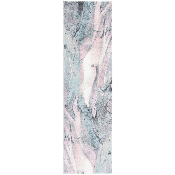SAFAVIEH Glacier Pink/Blue 2 ft. x 8 ft. Geometric Runner Rug