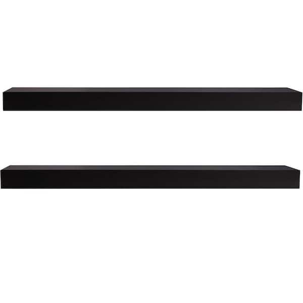 23.6 in. W x 5.7 in. D Black Wood Floating Shelves for wall Decor 2 Decorative Wall Shelf