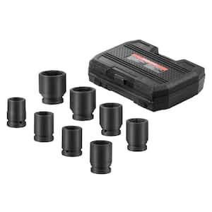 Axle Nut Impact Socket Set, 3/4 in. Drive 6-Point 8-Piece Metric Spindle Nut Socket Set, CR-MO Heat Treated