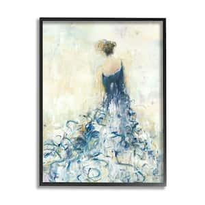 "Women's Abstract Fashion Dress Busy Blue Curves" by Lisa Ridgers Framed Print Abstract Texturized Art 24 in. x 30 in.