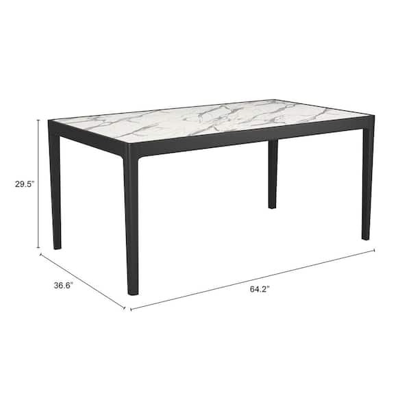 ZUO Tokai White White HPL Stone Top 64.2 in. W 4 Legs Base
