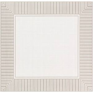 Felix Taupe 8 ft. 10 in. x 8 ft. 10 in. Square Border Indoor/Outdoor Patio Area Rug