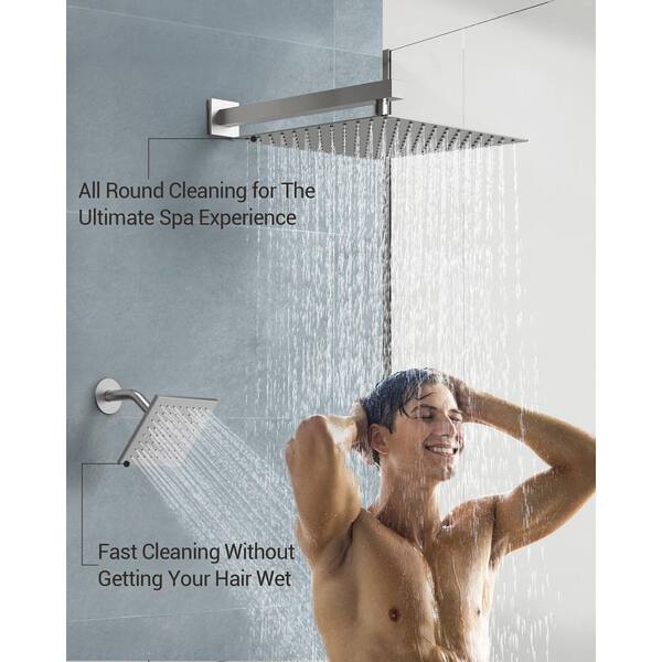 YAWWALK Thermostatic 7-Spray Wall Mount 12 in. and 6 in