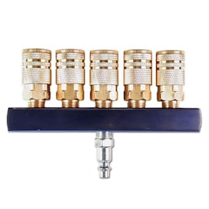 1/4 in. 5-Way Air Manifold with Brass Couplers