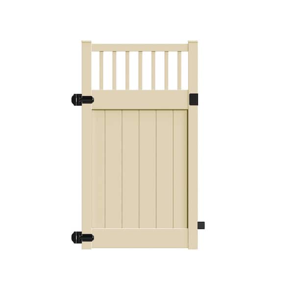 Rainier 4 ft. x 6 ft. Sand Vinyl Closed Picket Fence Gate
