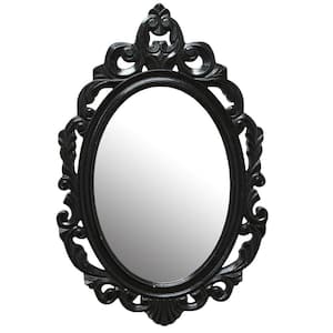Victoria 23.25 in. x 15.25 in. Classic Oval Framed Black Vanity Mirror
