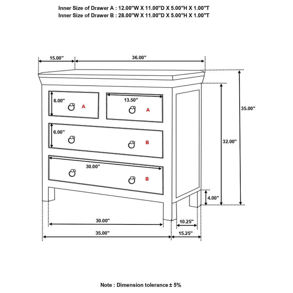 Rustic Reclaimed Wood 4-Drawer Accent Cabinet in Brown