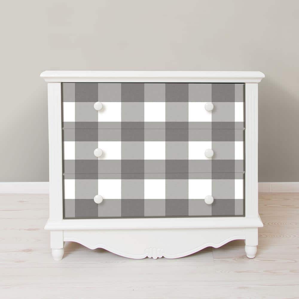Gray and White Plaid Self-Adhesive Wallpaper Roll