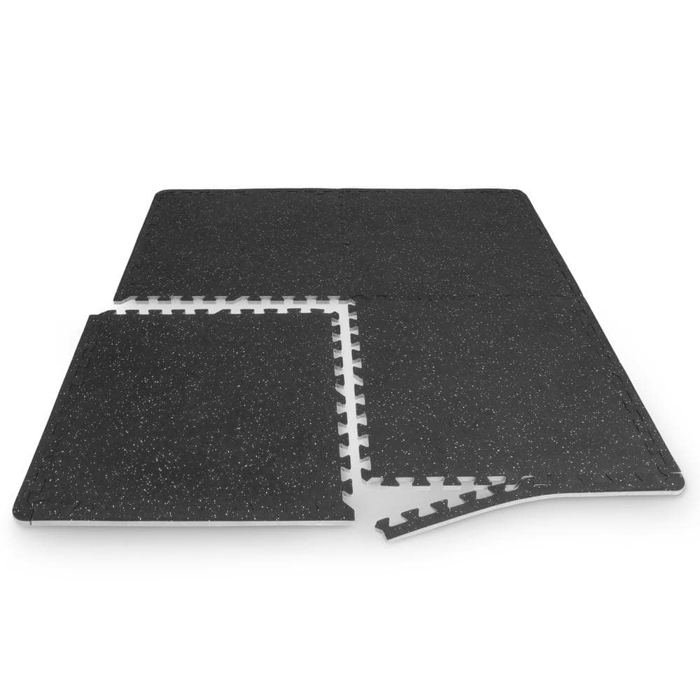 Black and Grey 3/4-Inch Rubber Top Exercise Puzzle Mat