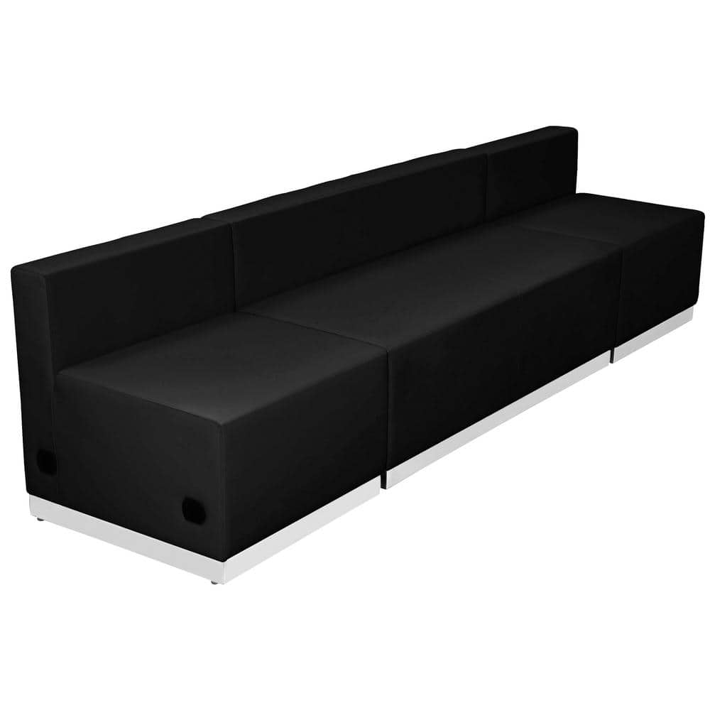 Hercules Alon 102.5 in. in 3-Pieces Black Bonded Leather Rectangular Sectional Sofa in Black with LeatherSoft Reception price history on PriceWatchPro