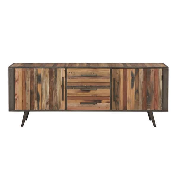 HomeRoots Amelia 78.74 in. Natural TV Stand Fits TV's up to 50 in. with Storage