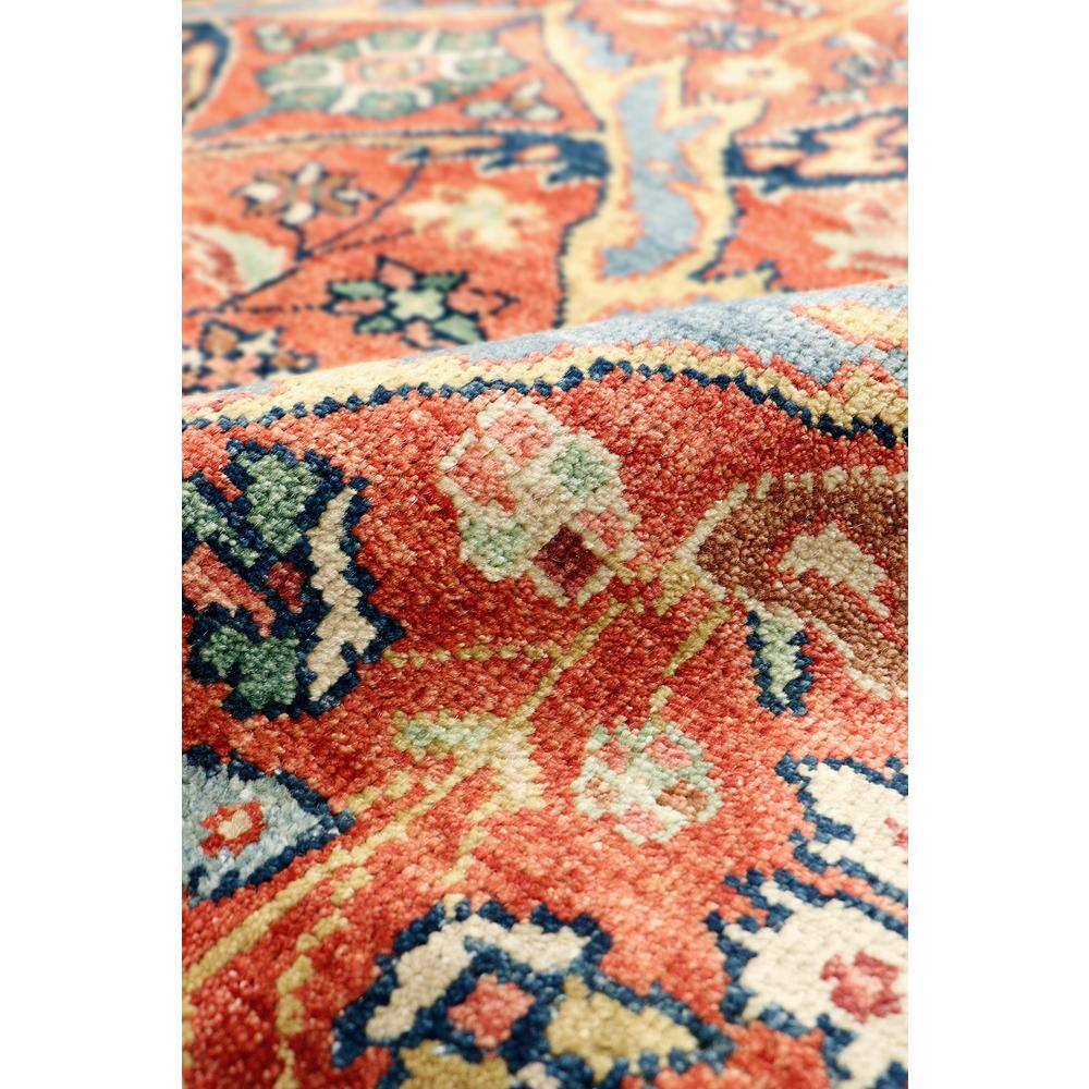 Elegant Mahal Hand-Knotted Wool Area Rug in Rust Red, 6' x 8'9"