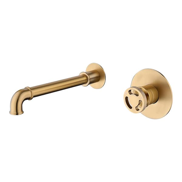 Tomfaucet Industrial Single-handle Wall Mounted Bathroom Faucet in Brushed Gold