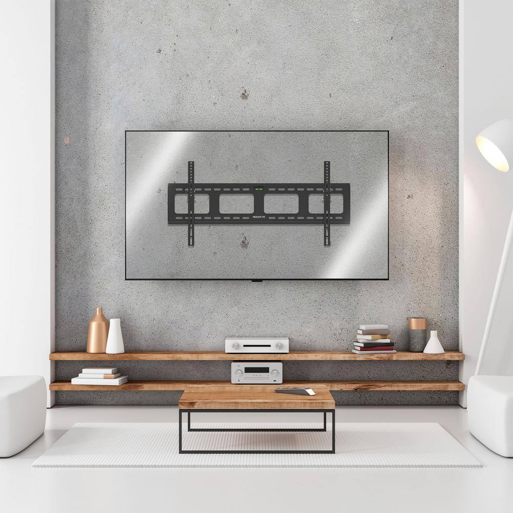 Black Steel Low-Profile Tilting TV Wall Mount for 42-90 inch Screens