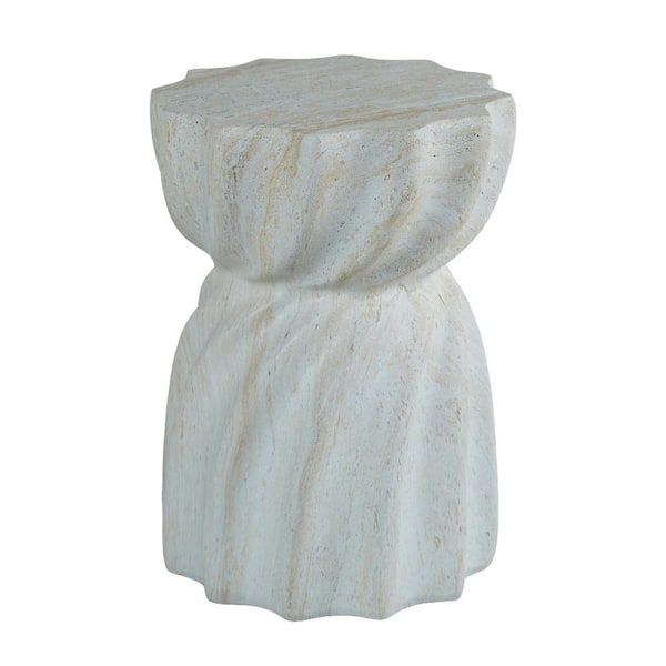 Marble Small Round Concrete Outdoor Accent Side Table Drum Style