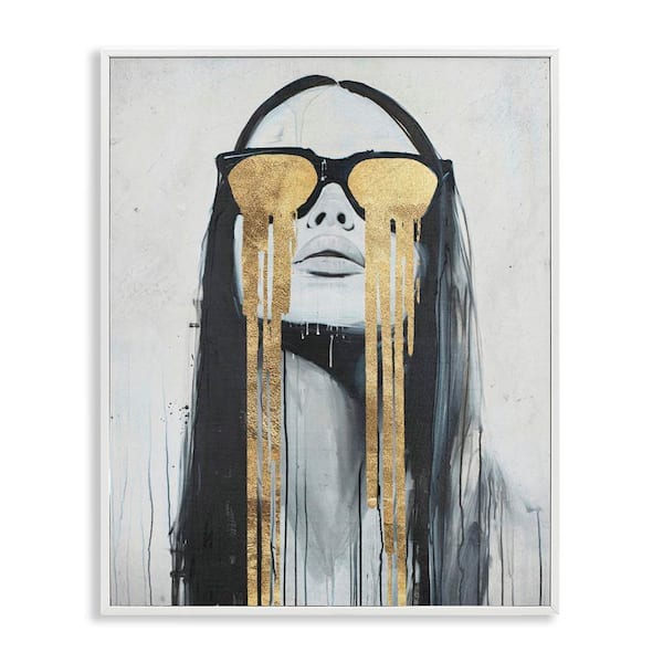 Stupell Industries Golden Tears Glam Girl by Svetlana Aleynikova White Framed People Giclee Art Print 30 in. x 24 in.