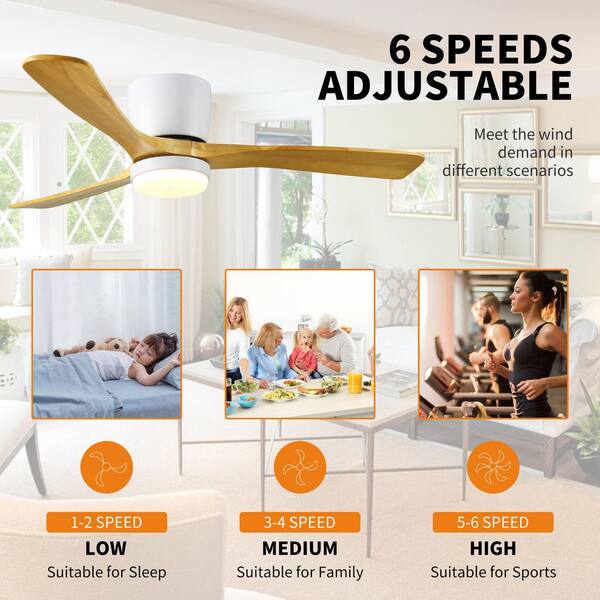 22 Quiet Ceiling Fan Light 3 Speed Dimmable LED Lamp Flush Mount W Remote Control