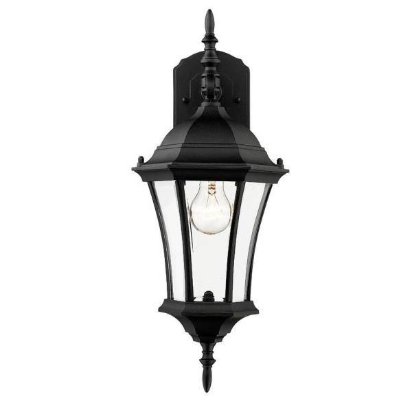 Black Aluminum Dimmable Outdoor Wall Sconce with Clear Glass