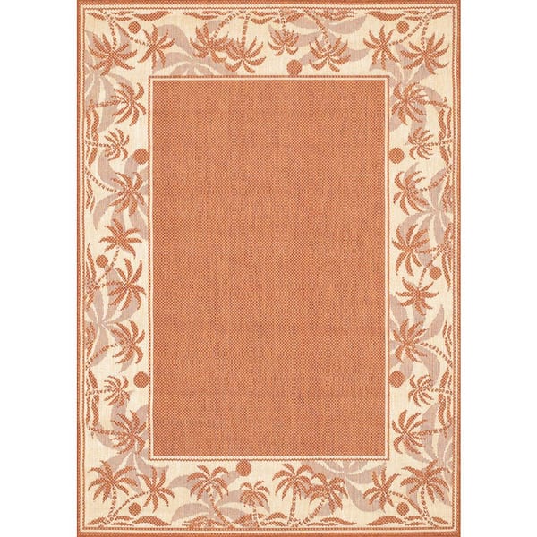Unbranded Recife Island Retreat Terracotta Natural 6 ft. x 9 ft. Area Rug