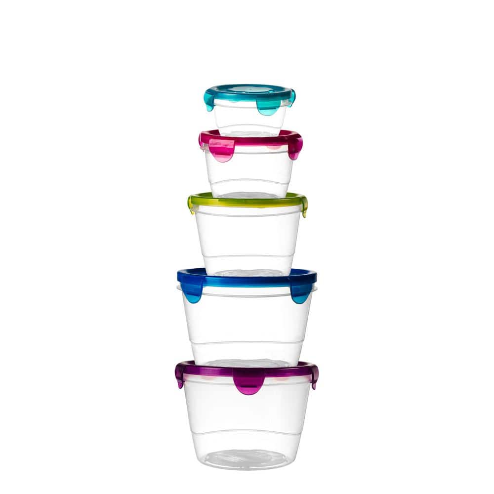 Clear Plastic 10-Piece Food Storage Container Set