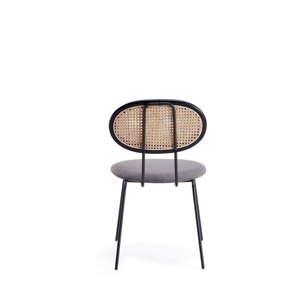 Jardin Black and Grey Ash Wood Dining Chairs with Cushions - Set of 2