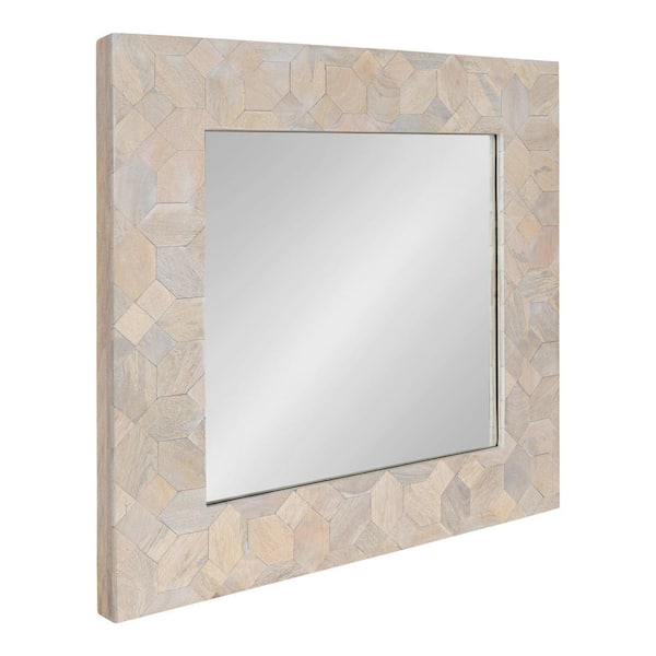 Kate and Laurel Okeefe 29 in. H x 29 in. W Coastal Square Framed White Wall Mirror