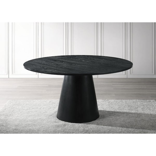 Large round discount black dining table