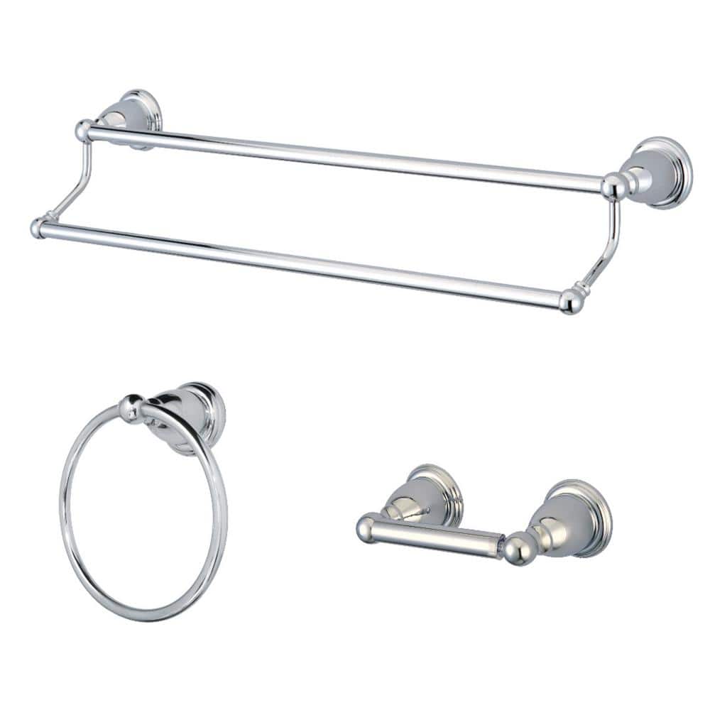 Kingston Brass Traditional 3Piece Bath Hardware Set in Polished Chrome