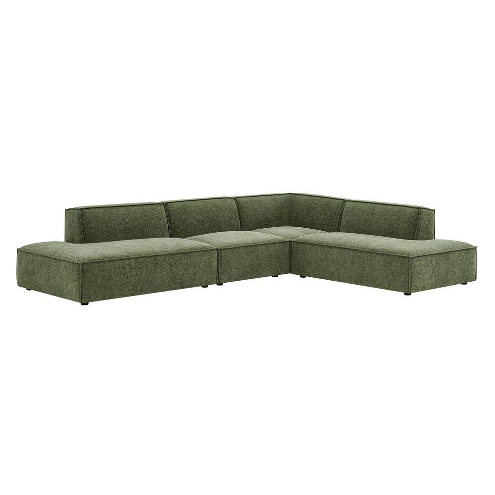 Restore Performance Fabric Upholstered 4-Piece Modular L-Shaped Armless Sectional Sofa in Foliage price history on PriceWatchPro