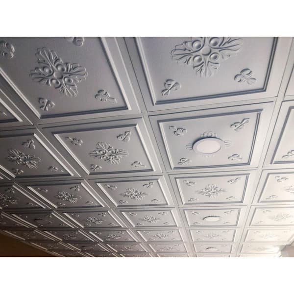 Belfast 2 ft. x 2 ft. Lay-in or Glue-up Ceiling Tile in White (40 sq. ft. / case)