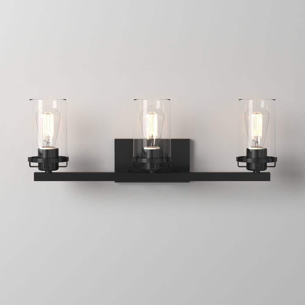 Jedrek 24" Black Aluminum 3-Light Bath Vanity