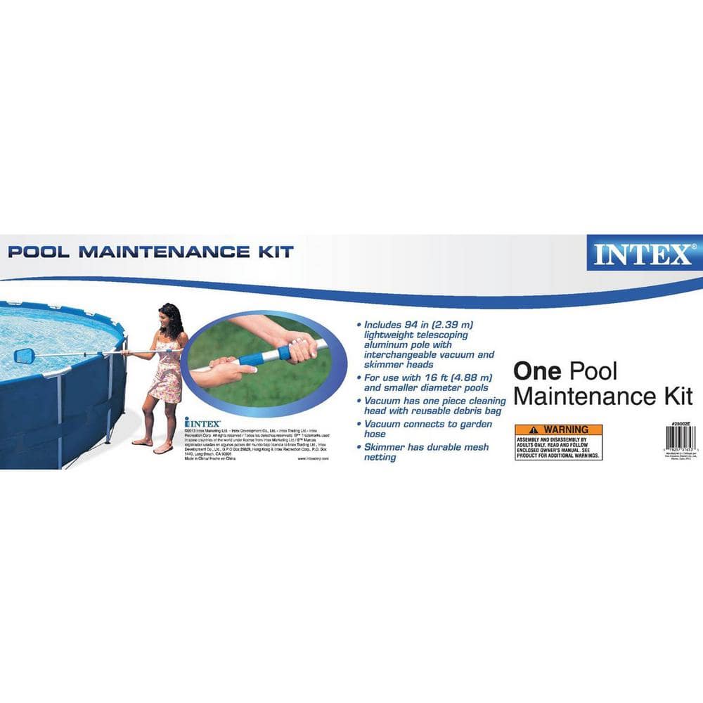 Blue and Silver Aluminum Pool Cleaning Kit with Vacuum and Skimmer