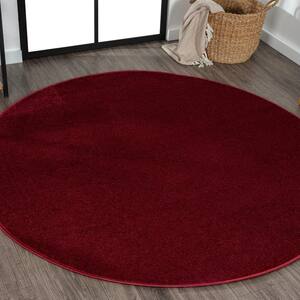 Haze Solid Low-Pile Dark Red 6 ft. Round Area Rug