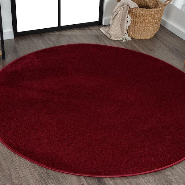 JONATHAN Y Haze Solid Low-Pile Dark Red 8 ft. Round Area Rug