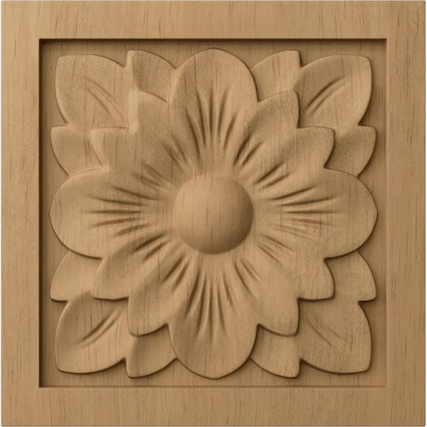 Ekena Millwork 5-1/8 in. x 1 in. x 5-1/8 in. Unfinished Wood Lindenwood Large Dogwood Flower Rosette