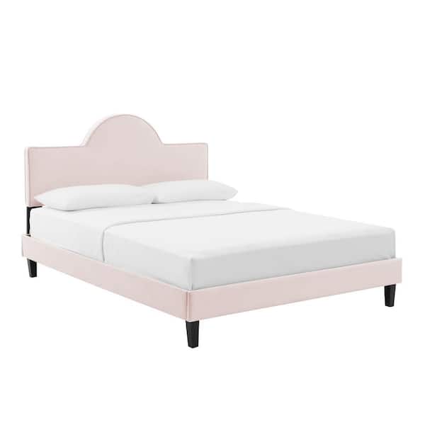 MODWAY Soleil Performance Velvet Twin Bed in Pink