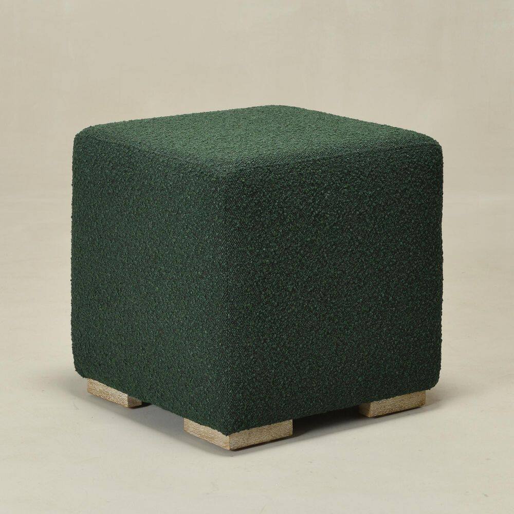 Green Boucle Upholstered Square Ottoman with Solid Wood Legs price history on PriceWatchPro