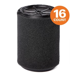 Wet Debris Application Foam Wet/Dry Vac Cartridge Filter for Most 5 Gallon and Larger RIDGID Shop Vacuums (16-Pack)