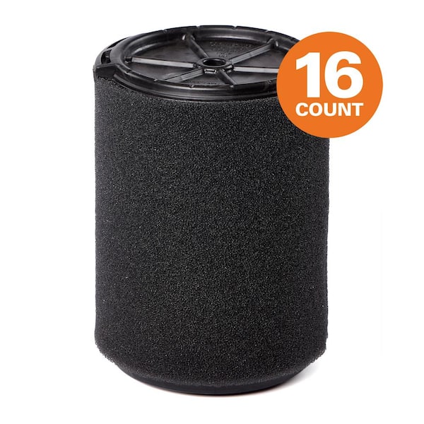 Genuine Wet Application Foam Wet Dry Vac Shop Vacuum Filter for Most 5-16 Gal. RIDGID Shop Vacuums (16-Pack) VF7000H