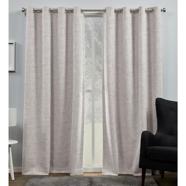 EXCLUSIVE HOME Burke Blush Solid Blackout Grommet Top Curtain, 52 in. W x 84 in. L (Set of 2)