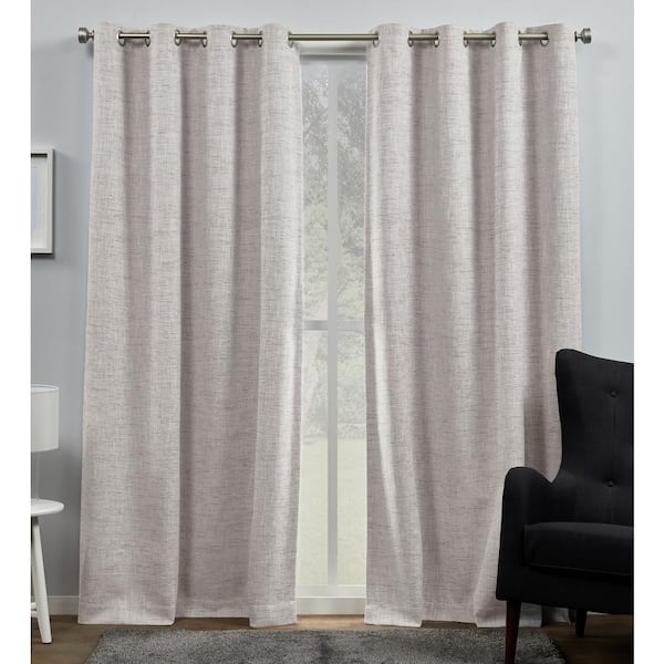EXCLUSIVE HOME Burke Blush Solid Blackout Grommet Top Curtain, 52 in. W x 96 in. L (Set of 2)